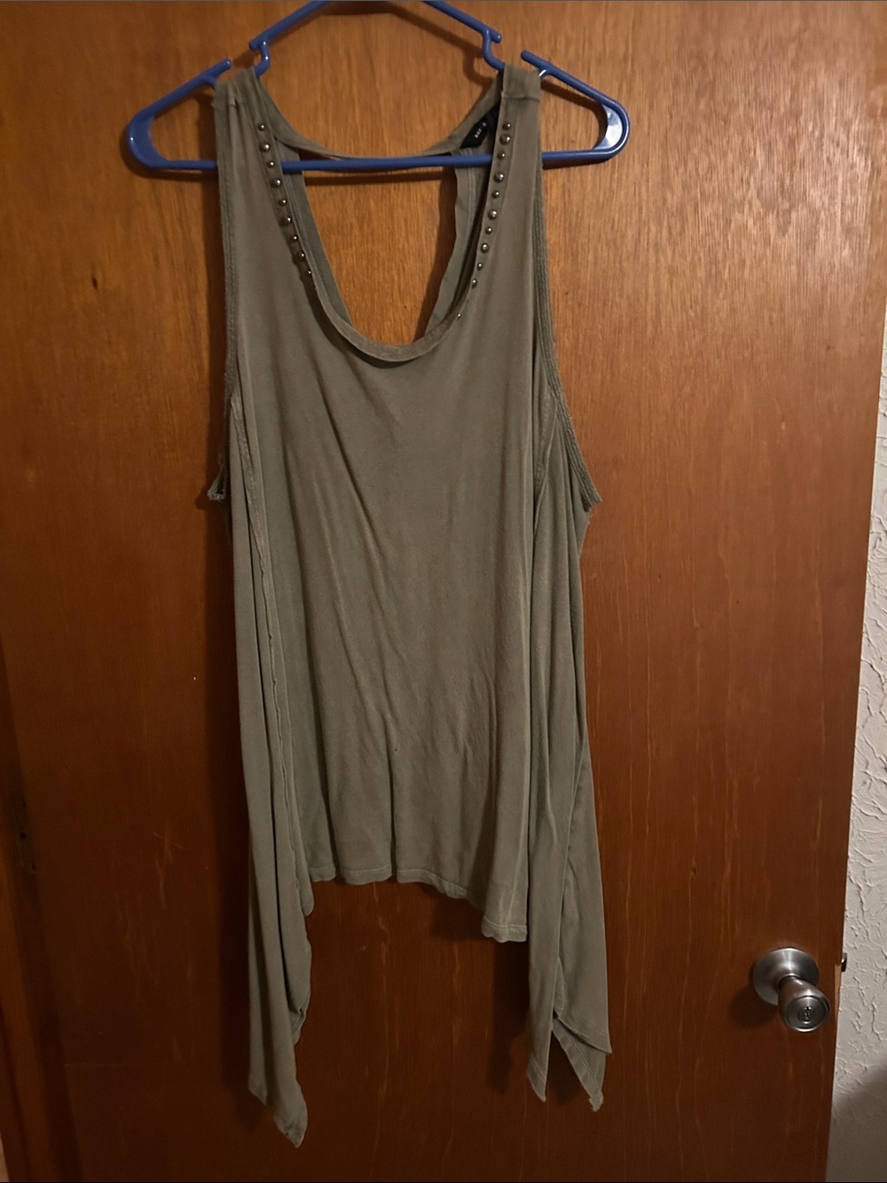 Rock & Republic Olive Green Studded Draped Tank